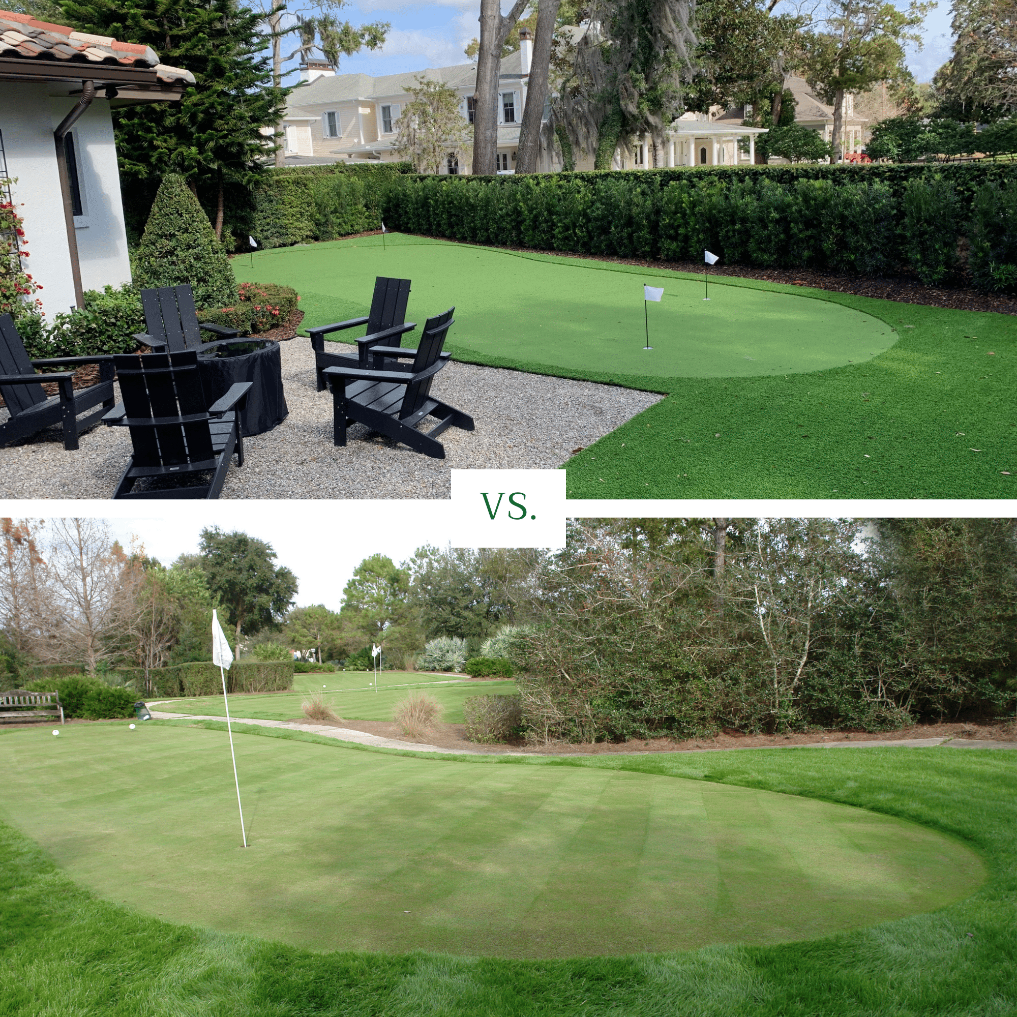 artificial grass vs. natural grass putting green
