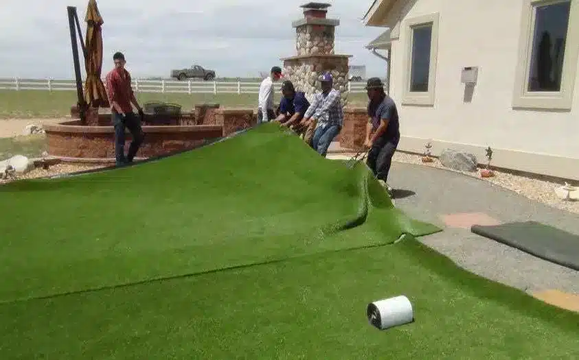 laying out turf for a project 